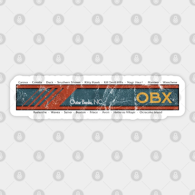 OBX Towns Dark Text Distressed Sticker by YOPD Artist